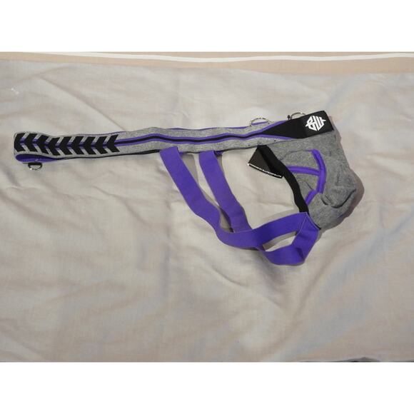 Breedwell Jockstrap "New Wave" Grey/Purple Gym Kink w/Pop of Power Bottom LG - Picture 5 of 5